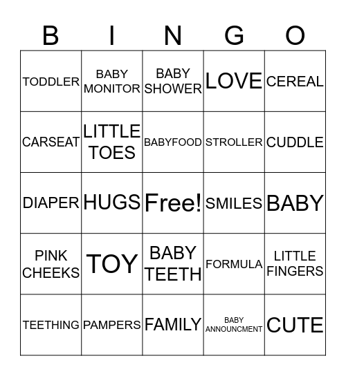 Mrs. Sanchez-Silva's Babyshower Bingo Card