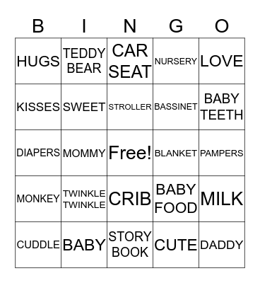 Mrs. Sanchez-Silva's Babyshower Bingo Card