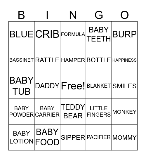 Mrs. Sanchez-Silva's Babyshower Bingo Card