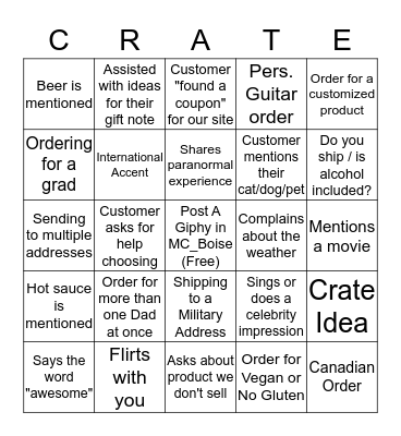Man Crates Father's Day Bingo Bonanza (week 1) Bingo Card