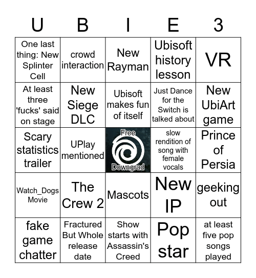 UBISOFT E3 '17 Bingo Card