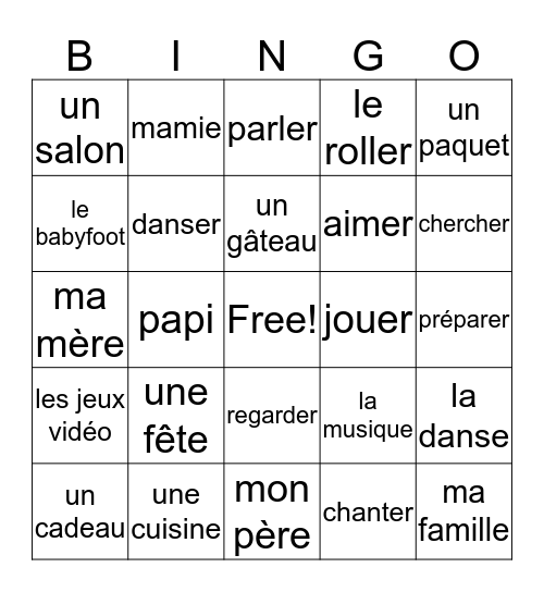 Mon anniversaire Bingo Card