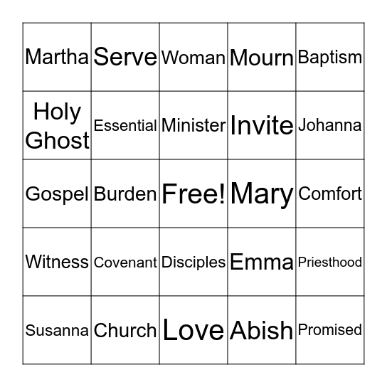 Women and the Priesthood Bingo Card