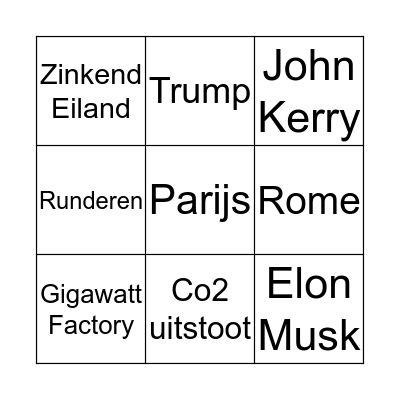 Before the Flood Bingo Card