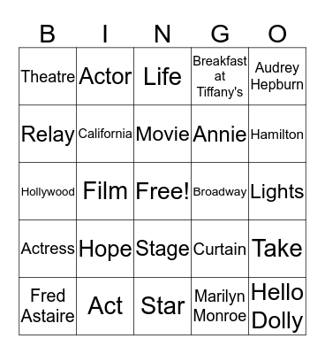 An Act of Hope Bingo Card