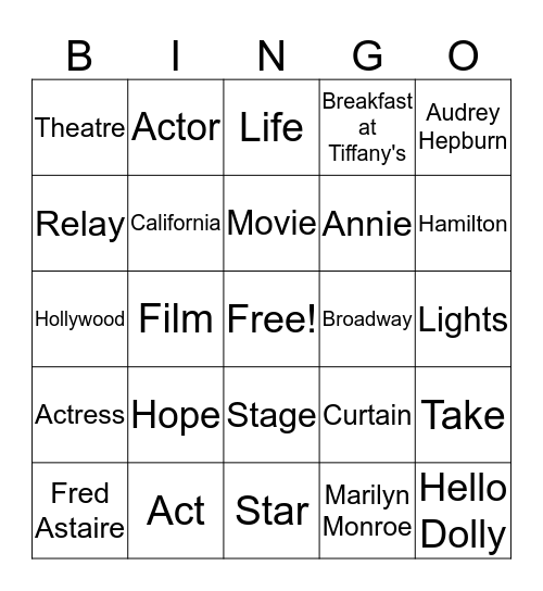 An Act of Hope Bingo Card