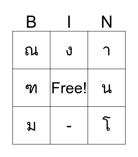 นางมณโฑ Bingo Card