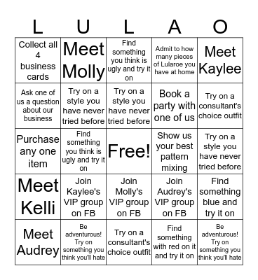 Lularoe Bingo! Bingo Card
