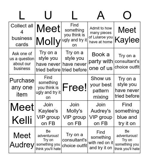 Lularoe Bingo! Bingo Card