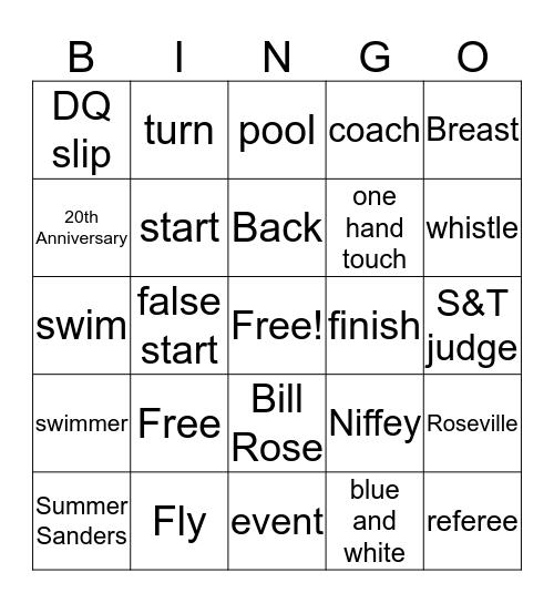 2017 Summer Sanders Bingo Card