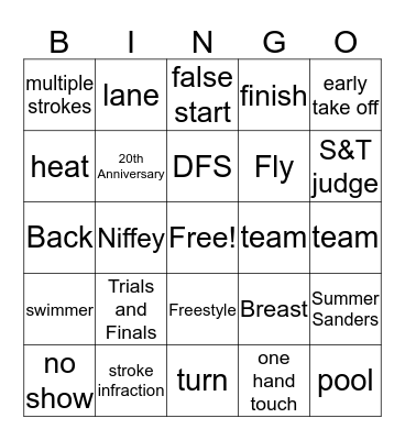 2017 Summer Sanders Bingo Card