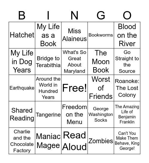 Bookworms Bingo Card