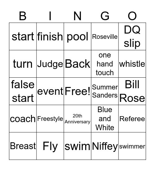 2017 Summer Sanders Bingo Card