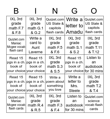 Bree's Summer Bingo Game 2017 Bingo Card