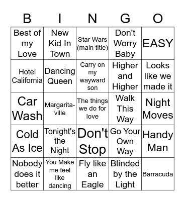 Top Hits of 1977 Bingo Card