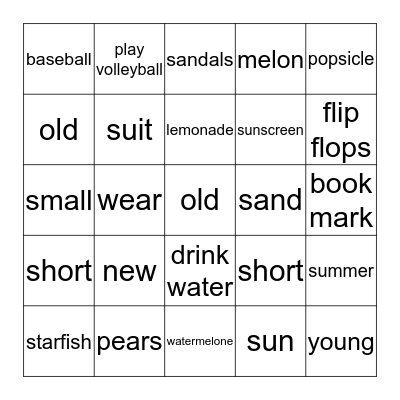 Summer! Bingo Card