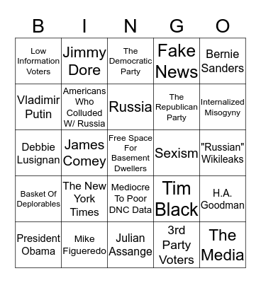 The Blame Everyone But The Candidate Game Bingo Card