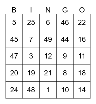 BINGO TIME! Bingo Card