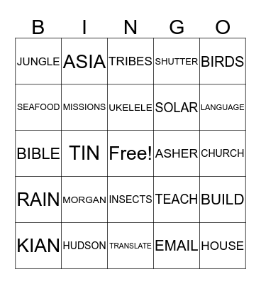 THE WILD BOYS Bingo Card