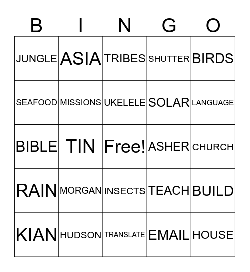 THE WILD BOYS Bingo Card