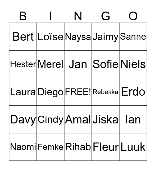 Kennismakingsbingo!!!!!!!! Bingo Card