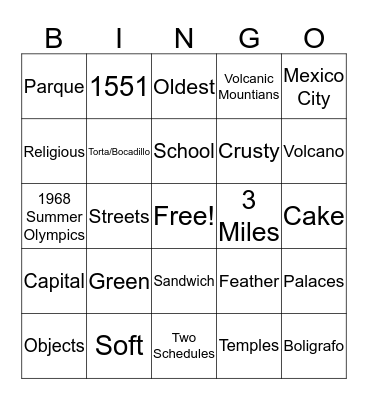 Culture Bingo Card