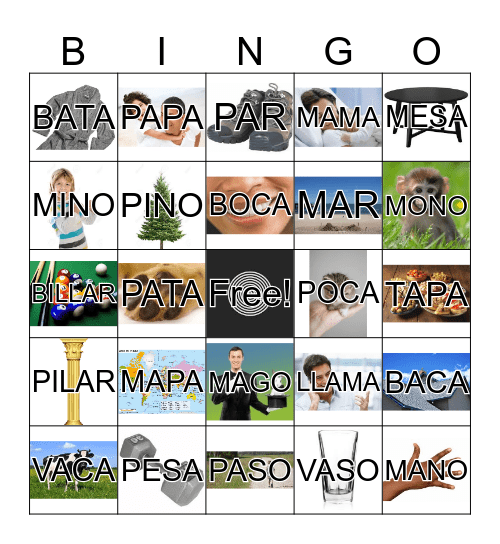 Minimal Pairs-Spanish  Bingo Card