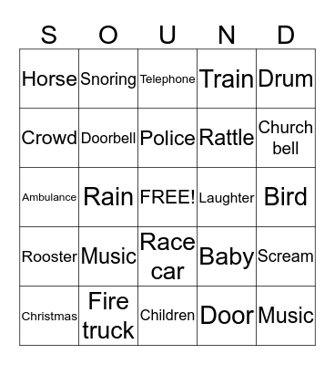 Listening Bingo Card