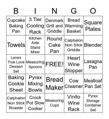 Salvatore Bridal Shower Bingo Card