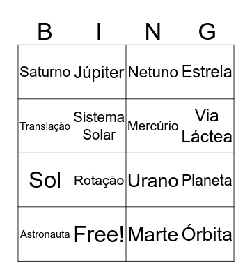 SISTEMA SOLAR Bingo Card