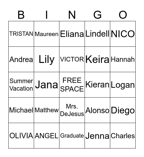 Mrs. DeJesus's Grade 5 Bingo Card
