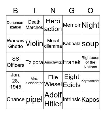 NIGHT Bingo Card