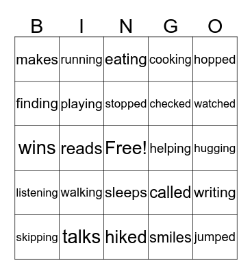 Inflectional endings Bingo Card