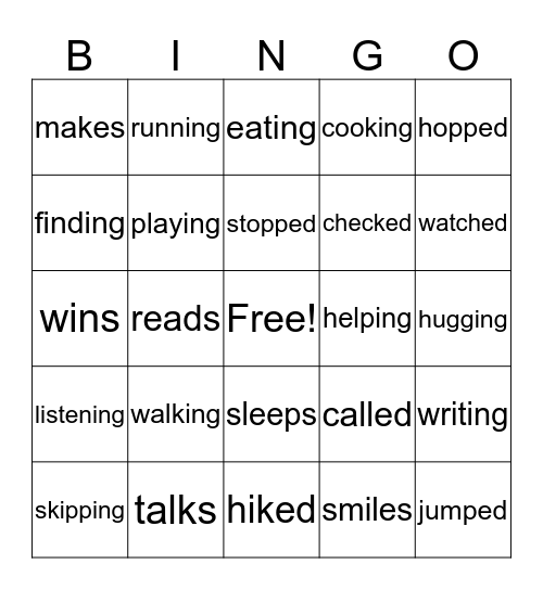 Inflectional endings Bingo Card