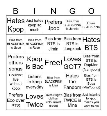 Kpop  Bingo Card