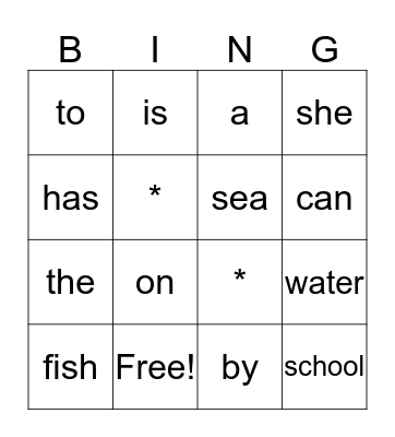 Splash Into the Sea Bingo Card