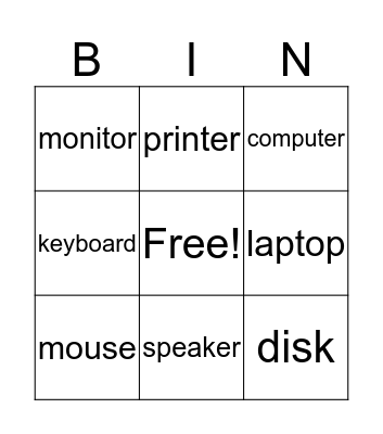 Computer Parts Bingo! Bingo Card