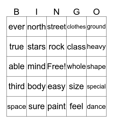Sight Words 400-700 Bingo Card