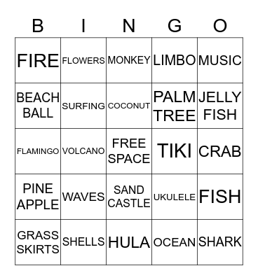 LUAU BINGO Card