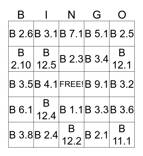 RM WASH Bingo Card
