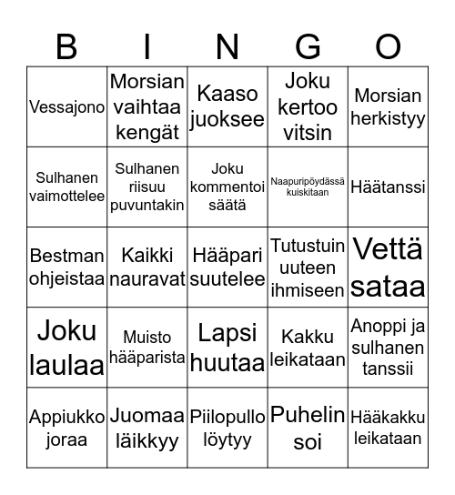 HÄÄBINGO IDA & JOONAS Bingo Card
