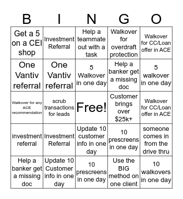 CSR Bingo Card