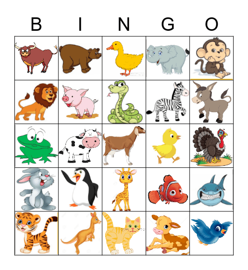 BINGO muitos Animais Bingo Card