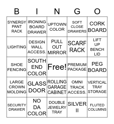 CLOSET BINGO Card