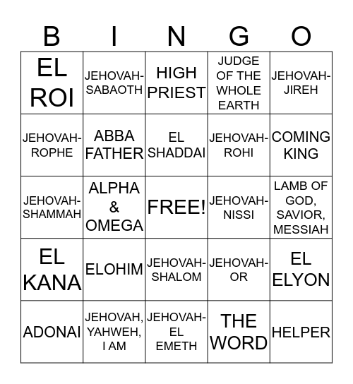 HOW MAJESTIC IS YOUR NAME! Bingo Card