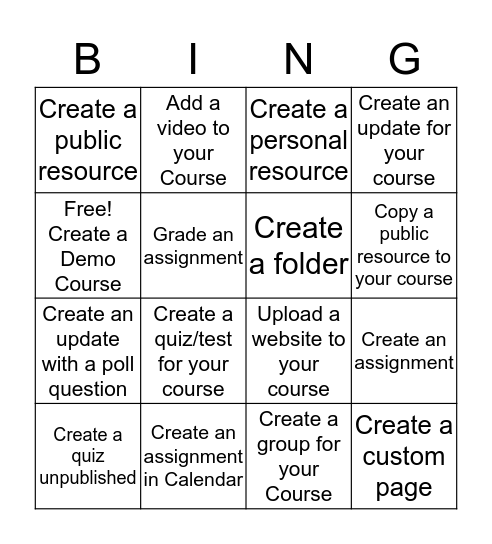 Basic Schoology "Bing" #15 Bingo Card