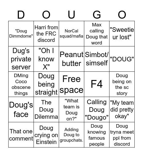 Doug Bingo Card