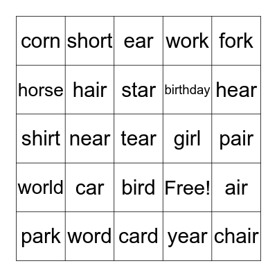 Murmuring Vowels Bingo Card