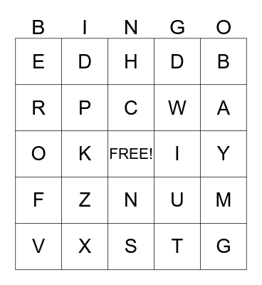 ALPHABET BINGO Card