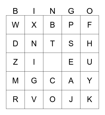 ALPHABET BINGO Card